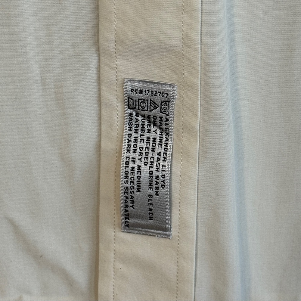 Alexander Lloyd Button Down Short Sleeve Dress Shirt. Cream Size 17.5 Tall #1851 - Picture 4 of 6